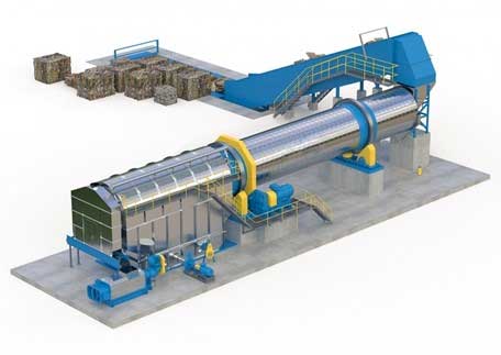 Mô hình dây chuyền máy nghiền thủy lực và băng tải nguyên liệu giấy phế liệu